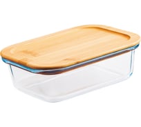 Стеклянный контейнер appetite studio прямоугольный, 630 мл, бамбуковая крышка BMC630R