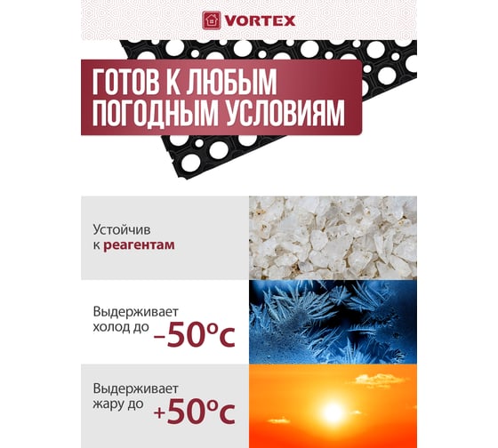 Ячеистый, грязесборный коврик VORTEX 80х120х1,6см 20003
