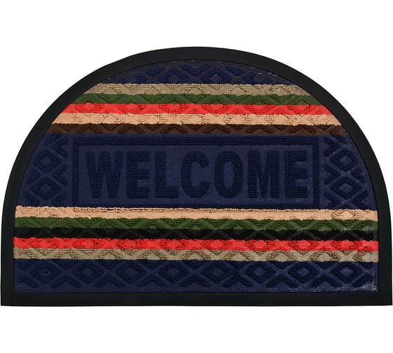Придверный коврик VORTEX COMFORT 40х60 см, WELCOMЕ полукруг синий 22385