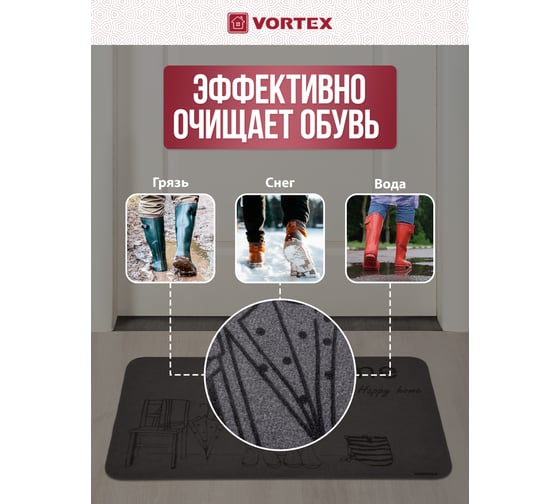 Придверный коврик Счастливый дом VORTEX 50х80 см 22396
