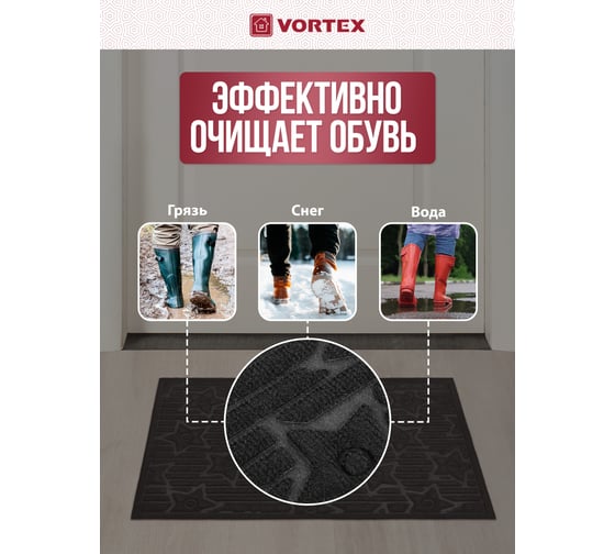 Рельефный коврик VORTEX Greek 40х60 см, черный 20102
