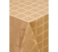 Скатерть ООО Комус 145x145, ткань журавинка (88% полиэстер, 12% хлопок), рис.1, бежевая клетка 1419860