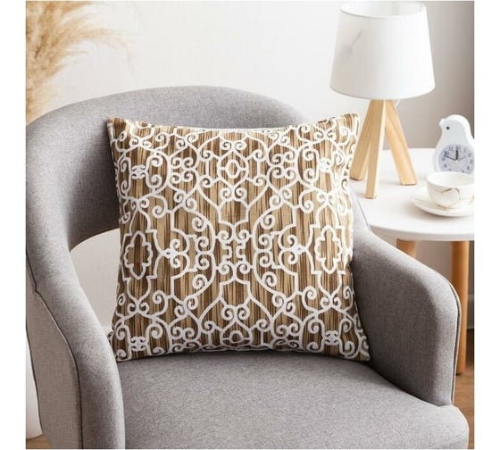 Декоративная наволочка Этель 40x40 см, Pattern beige, 100% хлопок 5084354