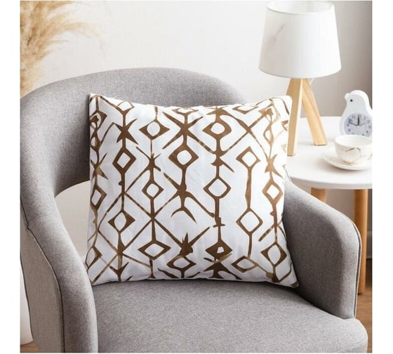 Декоративная наволочка Этель 40x40 см, Ethnos beige, 100% хлопок 5084356