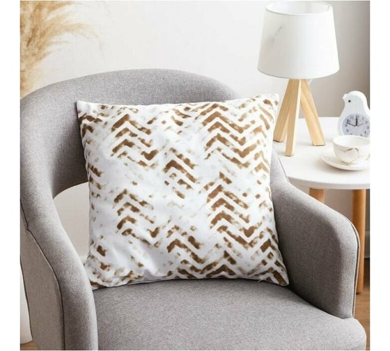 Декоративная наволочка Этель 40x40 см, Zigzags beige, 100% хлопок 5084350