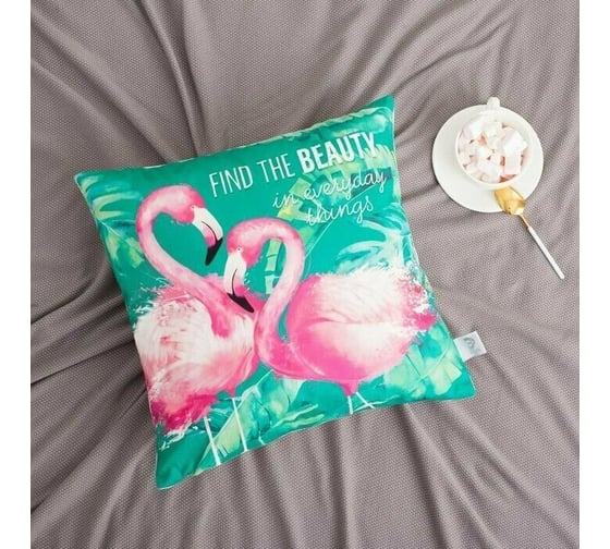 Чехол на подушку Этель Flamingo 40x40 см, 100% п/э, велюр 4304071