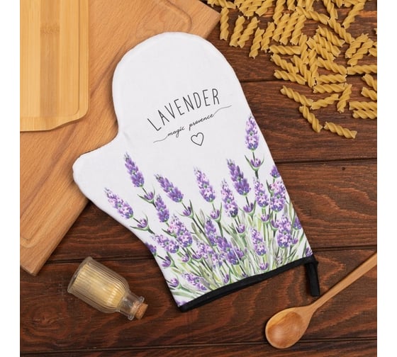 Варежка-прихватка Этель Lavender 20x28 см, саржа, 100% хлопок, ватин 250 г/м2 7011773