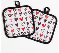 Кухонный набор Этель Love Life Сердечки прихватка 17х17 см - 2 шт., 100% полиэстер 7532544