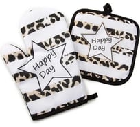 Кухонный набор Этель Love Life Happy 2 предмета, прихватка 17x17 см, рукавица 26x16 см, 100% полиэстер 4485854
