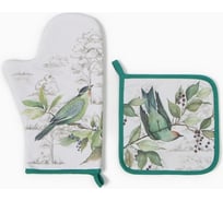 Кухонный набор Этель Птицы варежка-прихватка 20x28 см, прихватка 19x19 см, 100% хлопок 9892099