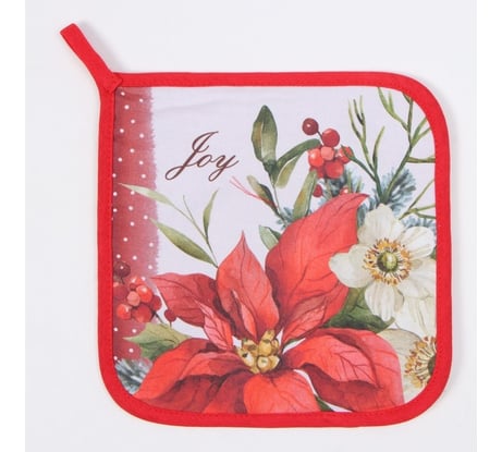 Прихватка Этель Пуансеттия 19x19 см, 100% хлопок, ватин 250 г/м2 9618495
