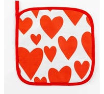 Прихватка Этель Red hearts 19x19 см, 100% хлопок, ватин 250 г/м2, двухсторонняя 5376654