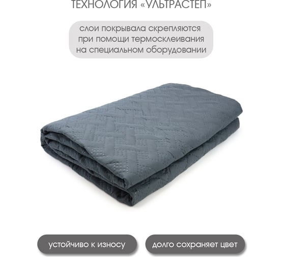 Покрывало ND Home стальной, полиэстер, 180x200 см 309840