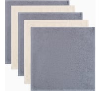 Набор салфеток Этель махровых универсальных в корзинке Клетка 30х30 см 5 шт, 100% хлопок, 340 г/м2 7986990