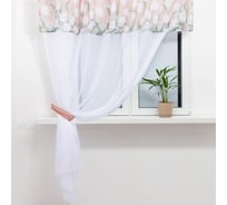 Тюль Этель с подхватом и ламбрекеном Белые тюльпаны 250x200 см, 100% полиэстер 5513581