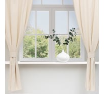 Шторы для кухни Этель ECO, цвет молочный, 136x180 см, 2 шт, подхваты, 2 шт, 70% хлопок, 30% лен 9631145