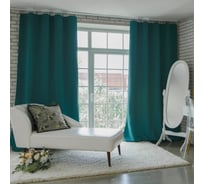Портьерная штора Этель 130х300 см, блэкаут, цвет изумрудный, плотность 210 г/м2, 100 полиэстер 4292692