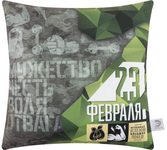 Декоративная подушка Этель "Огромных успехов" 40x40 см, велюр, велюр, 100% п/э 5447005