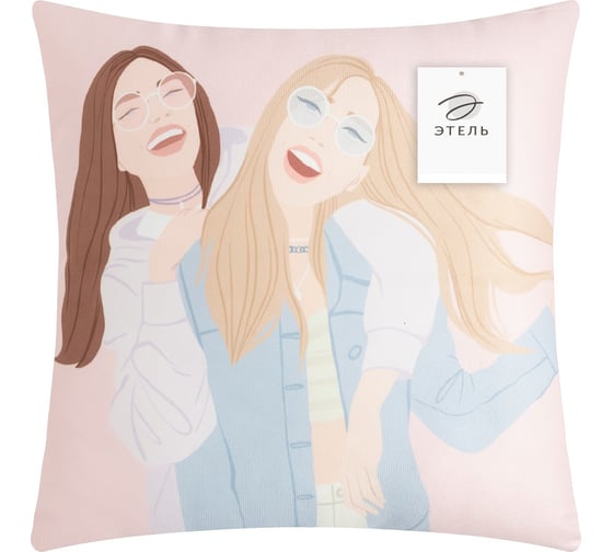 Подушка Этель "Подружки", 40x40 см, 100% п/э, велюр 9470600