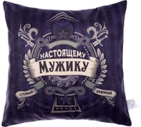 Декоративная подушка Этель Настоящему мужчине 40x40 см, велюр, 100% п/э 4027809