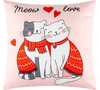 Подушка Этель Meow love, 40x40 см, велюр, 100% п/э 5309885