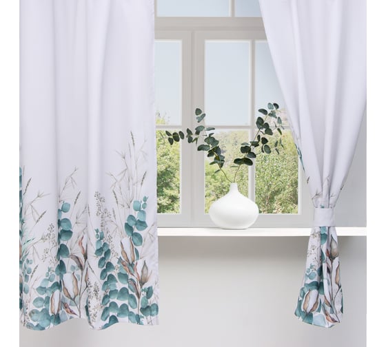Комплект штор для кухни Этель с подхватами Cotton 145x180 см, 2 шт, 100% полиэстер 9933896