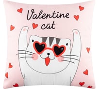 Подушка Этель Valentine cat, 40x40 см, велюр, 100% п/э 5309886