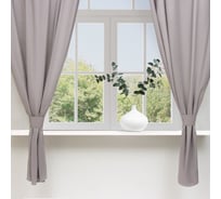 Шторы для кухни Этель ECO, цвет серый, 136x180 см, 2 шт, подхваты, 2 шт, 70% хлопок, 30% лен 9631132