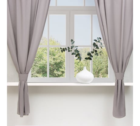 Шторы для кухни Этель ECO, цвет серый, 136x180 см, 2 шт, подхваты, 2 шт, 70% хлопок, 30% лен 9631132
