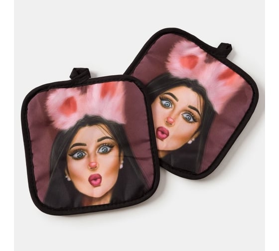 Кухонный набор Этель 2 предмета Love Life Пушистая, прихватка 17х17 см, 2 шт, 100% полиэстер 4437246 1