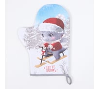 Варежка-прихватка Этель Новогодние забавы 20x28 см, 100% хлопок, ватин 250 г/м2 9618532