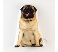 Декоративная подушка Этель "Мопс" 29x40 см, велюр, 100% п/э 6030068