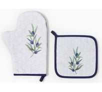 Кухонный набор Этель Олива варежка-прихватка 20x28 см, прихватка 19x19 см, 100% хлопок 9892093