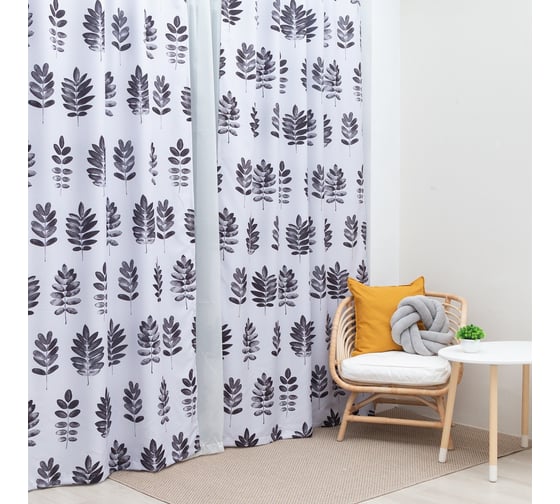 Комплект штор Этель Natural print, 145x260 см, 2 шт, 100% полиэстер, габардин 9279050
