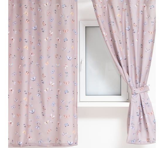 Комплект штор для кухни Этель с подхватами Butterflies 145x180 см, 2 шт, 100% полиэстер 9319360