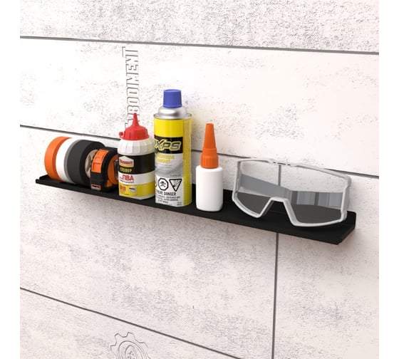 Полка для хранения EMBODIMENT металлическая, настенная, черная EMB-TB-SH-490x70-B