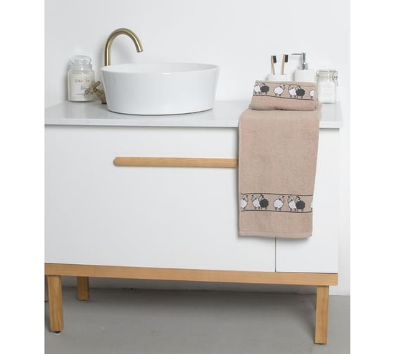 Набор махровых полотенец Комус 50x80 см, 2 шт, 400 гр/м2, kitchen ovechki, коричневый 6178898 1747803