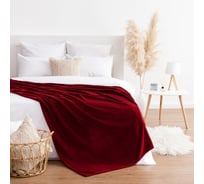 Плед Этель 200x220 см, бордовый, 100% п/э, корал-флис, 220 гр/м2 6894289