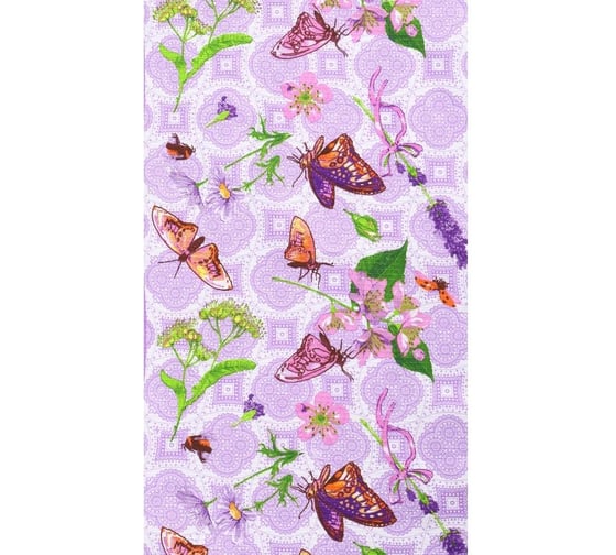 Кухонное вафельное полотенце Комус 35x60, 160 гр/м2, лавандовое поле ассорти, 10 шт 1372638