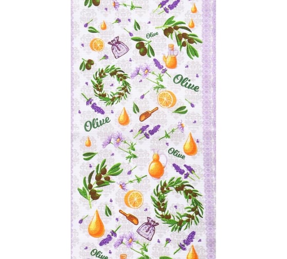 Кухонное вафельное полотенце Комус 35x60, 160 гр/м2, лавандовое поле ассорти, 10 шт 1372638