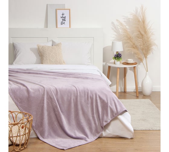 Плед Этель сиреневый, 180х200 см, 100% п/э, корал-флис 220 гр/м2 9849734 1