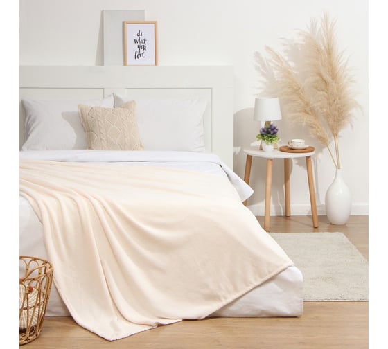 Плед Этель молочный, 200х220 см, 100% п/э, корал-флис 220 гр/м2 9849659 1