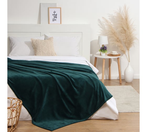 Плед Этель изумрудный, 180х200 см, 100% п/э, корал-флис 220 гр/м2 9849730 1