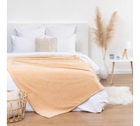 Плед Этель Клетка 200х220 см, бежевый, корал-флис, 240 гр/м2, 100% полиэстер 7091190