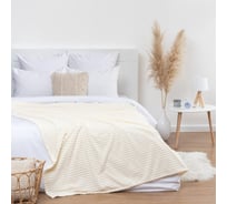 Плед Этель Клетка 200х220 см, молочный, корал-флис, 240 гр/м2, 100% полиэстер 7091187