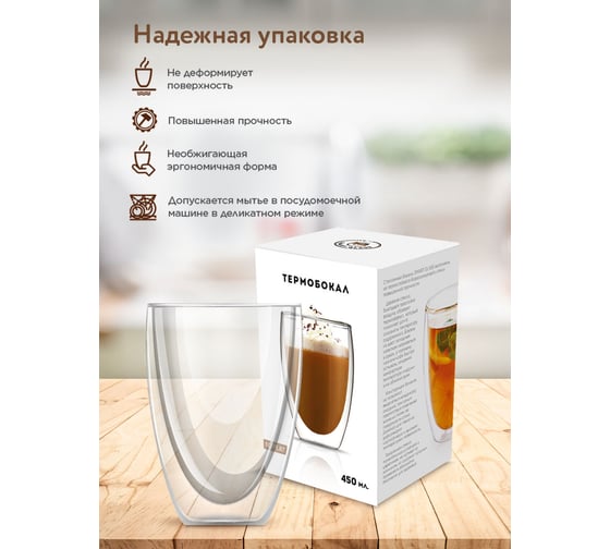 Термобокал ND Play с двойными стенками, в подарочной упаковке, 450 мл, стекло 296704