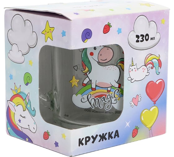 Кружка ND Play Единорог, в подарочной упаковке, 230 мл, стекло 306962