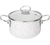 Эмалированная кастрюля со стеклянной крышкой Agness серия Вивьен, 2.0 л, 18х11 см 915-146