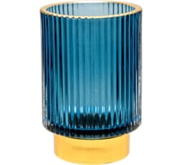 Декоративный подсвечник из цветного рельефного стекла Вещицы 85х85х130 мм, синий Star-13