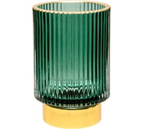 Декоративный подсвечник из цветного рельефного стекла Вещицы 85х85х130 мм, зеленый Star-14